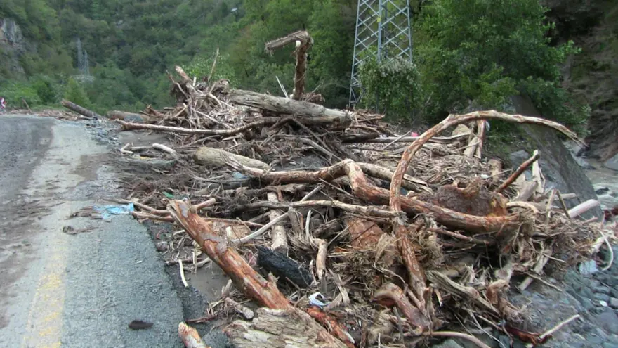 Artvin'deki sel Muratlı Barajı'nı çöplüğe çevirdi 1 Artvin'deki sel Muratlı Barajı'nı çöplüğe çevirdi 1