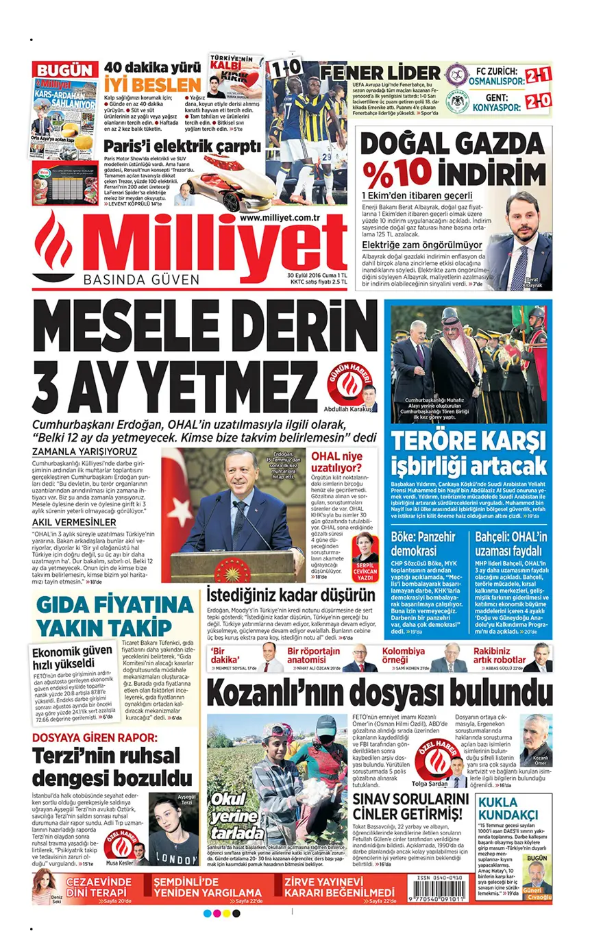 Günün gazete manşetleri - 30 Eylül 2016 3