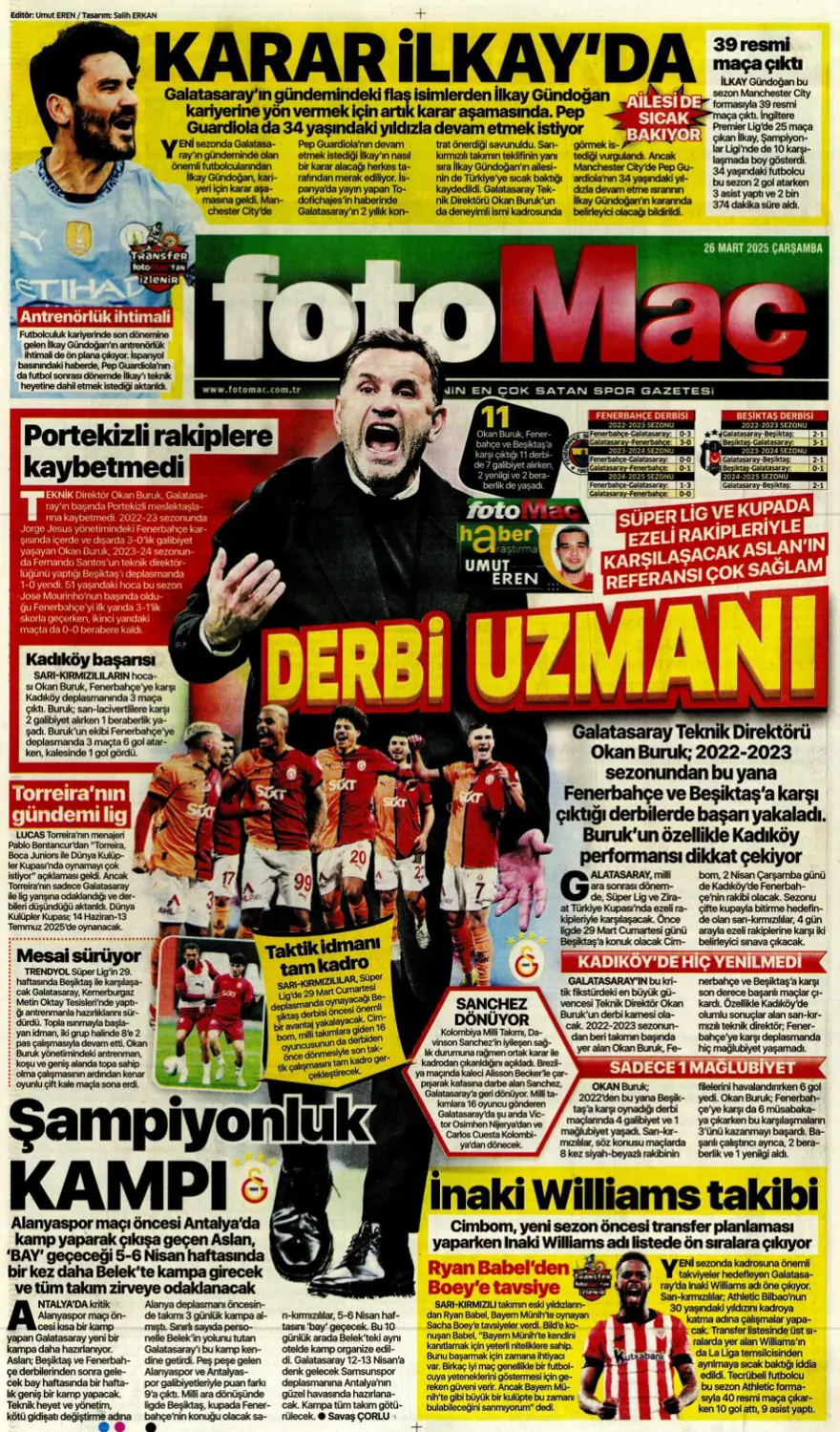 "Mourinho, Sancho'yu istedi" (26 Mart 2025 spor manşetleri) 5