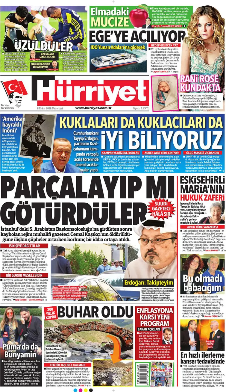 Günün gazete manşetleri - 8 Ekim 2018 2
