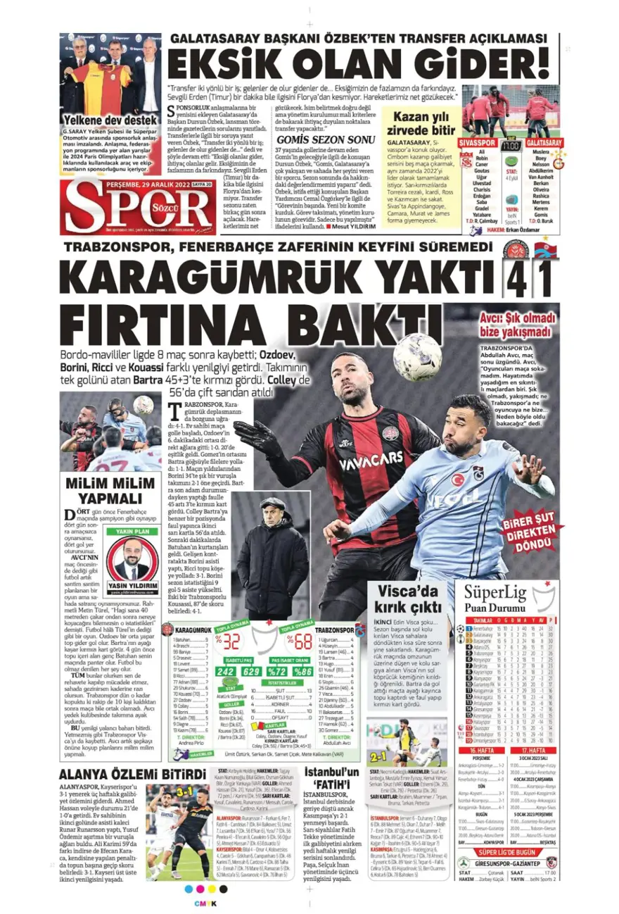 Günün spor manşetleri (29 Aralık 2022) 10