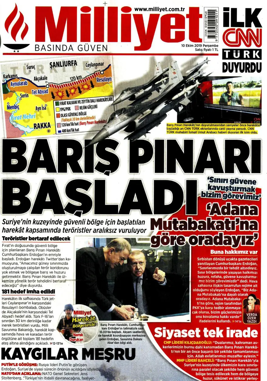 Barış Pınarı Harekatı manşetlerde 9