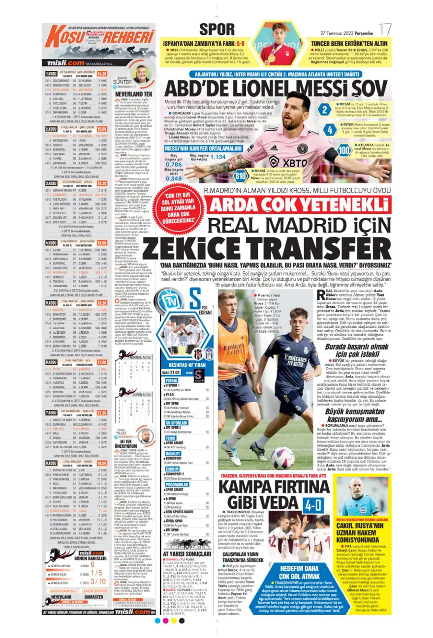 "Hücumda joker Rebic" günün spor manşetleri (27 Temmuz 2023) 19