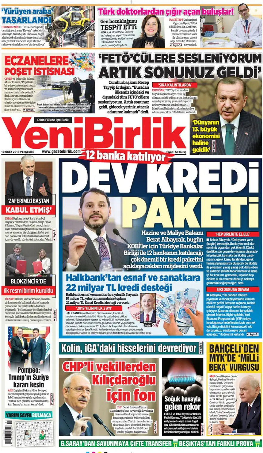 Günün gazete manşetleri - 10 Ocak 2019 3
