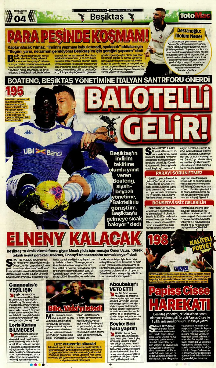 Günün spor manşetleri (24 Nisan 2020) 3