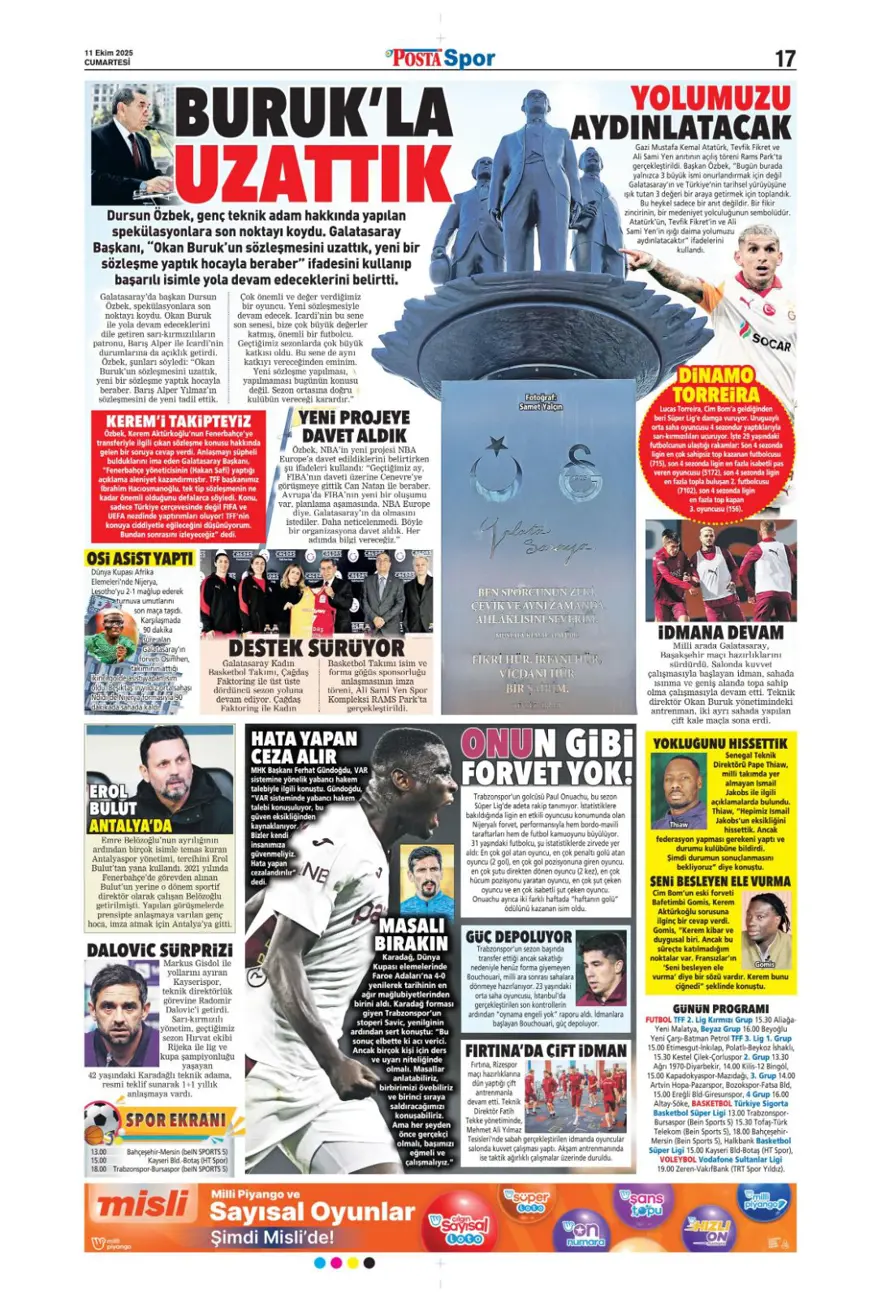 "Yeni destan vakti" (11 Ekim 2025 spor manşetleri) 16 "Yeni destan vakti" (11 Ekim 2025 spor manşetleri) 16