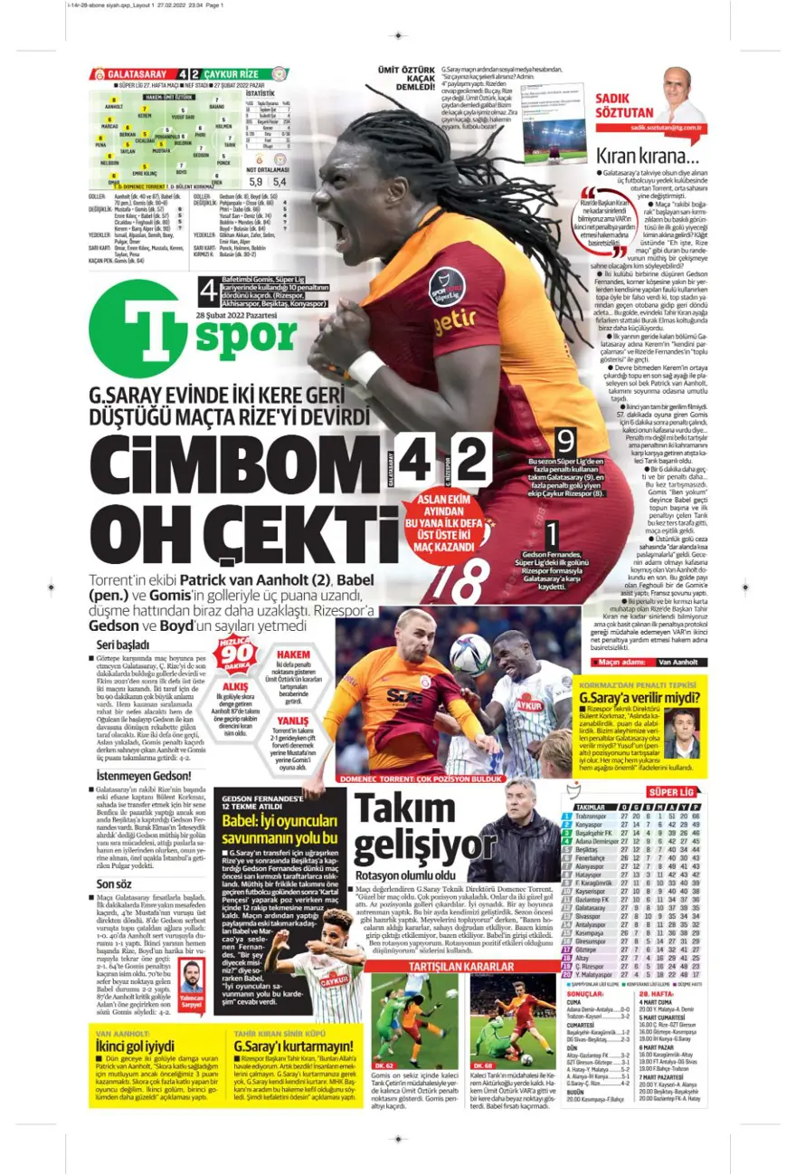 Günün spor manşetleri (28 Şubat 2022) 17