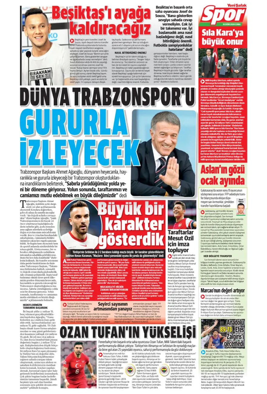 Günün spor manşetleri (16 Ekim 2020) 16
