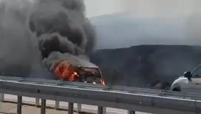 LPG'li otomobil alev aldı