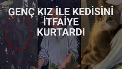 Kedisini kurtarmak isterken ağaçta mahsur kaldı