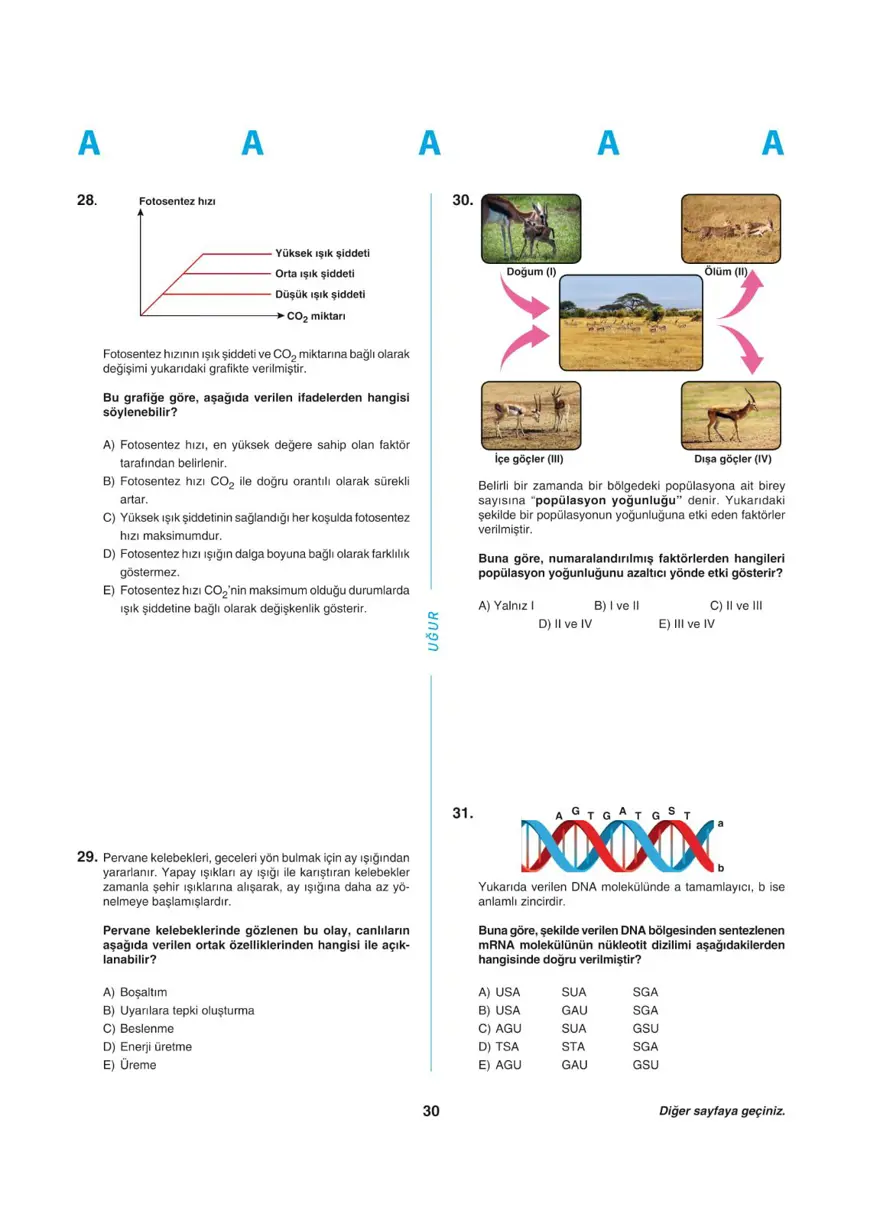 Uğur Okulları YKS - AYT deneme sınavı 29 Uğur Okulları YKS - AYT deneme sınavı 29