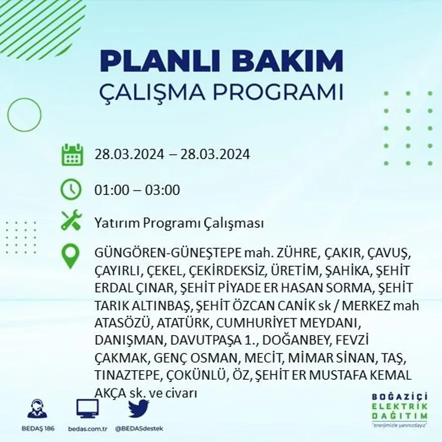 İstanbul'un 19 ilçesinde elektrik kesintisi: Elektrikler ne zaman gelecek? (28 Mart tarihli BEDAŞ kesinti programı) 37