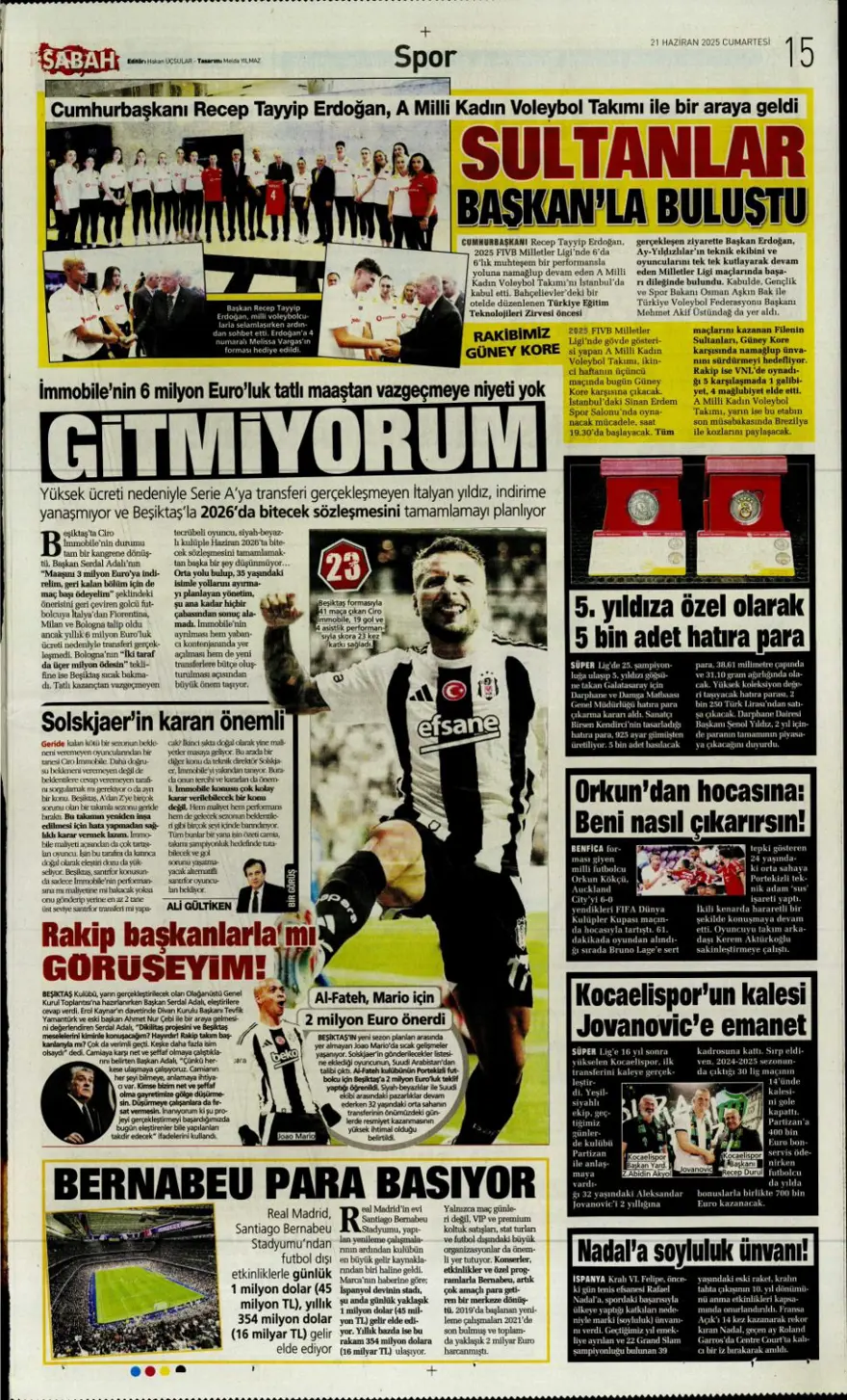 "Osimhen'de karar haftası" (21 Haziran 2025 spor manşetleri) 12