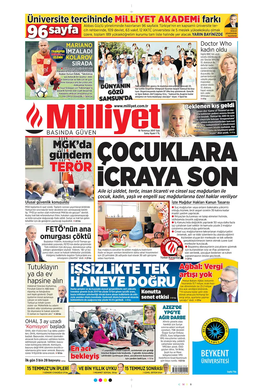 Günün gazete manşetleri - 18 Temmuz 2017 1