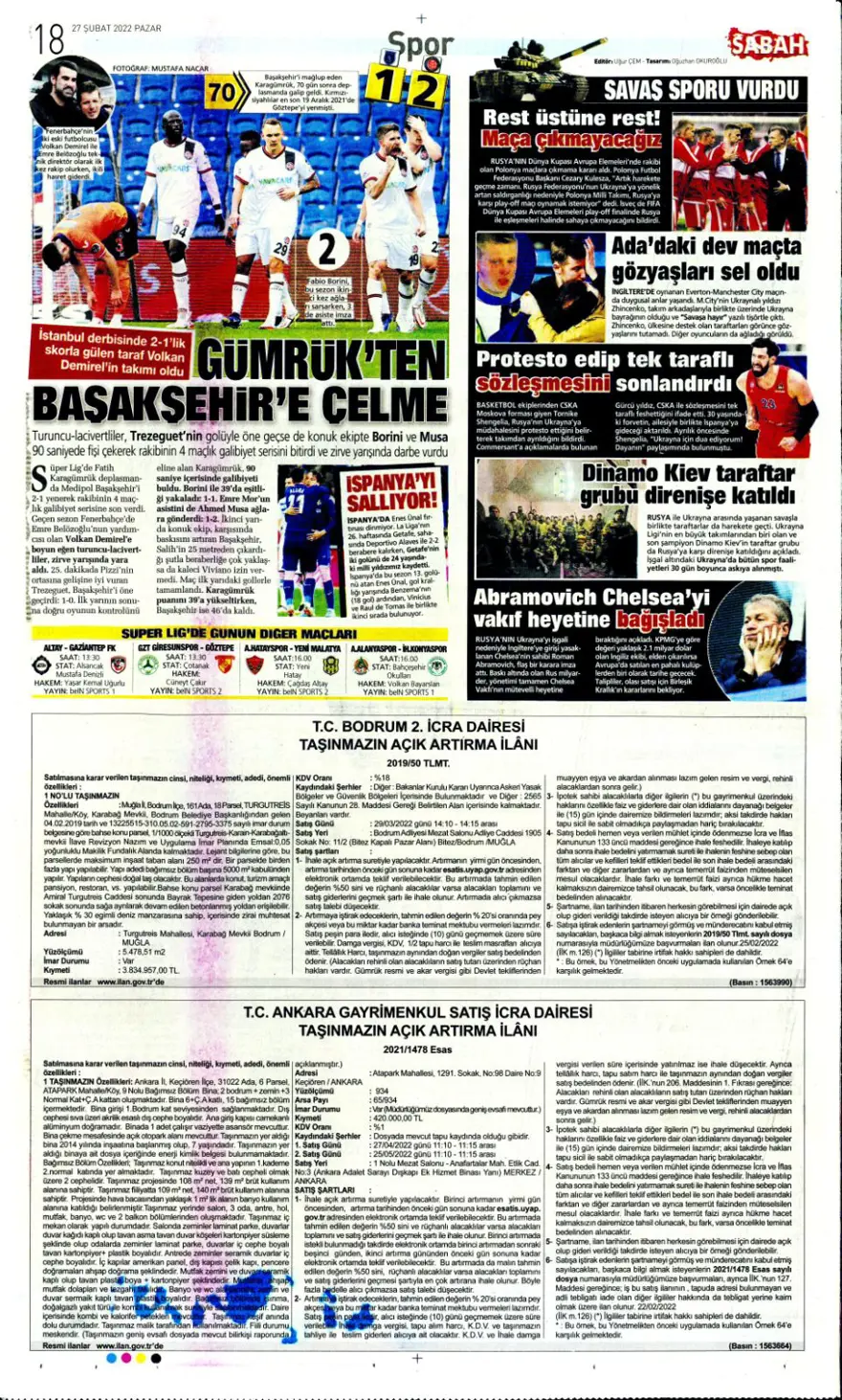 Günün spor manşetleri (27 Şubat 2022) 16