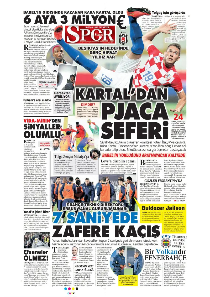 Günün spor manşetleri (14 Ocak 2019) 10