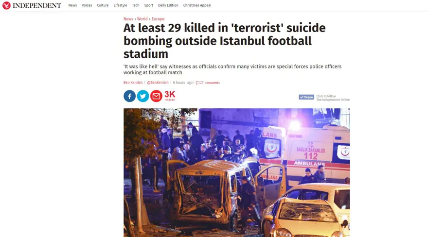 Dış basın İstanbul’daki patlamayı böyle gördü 5