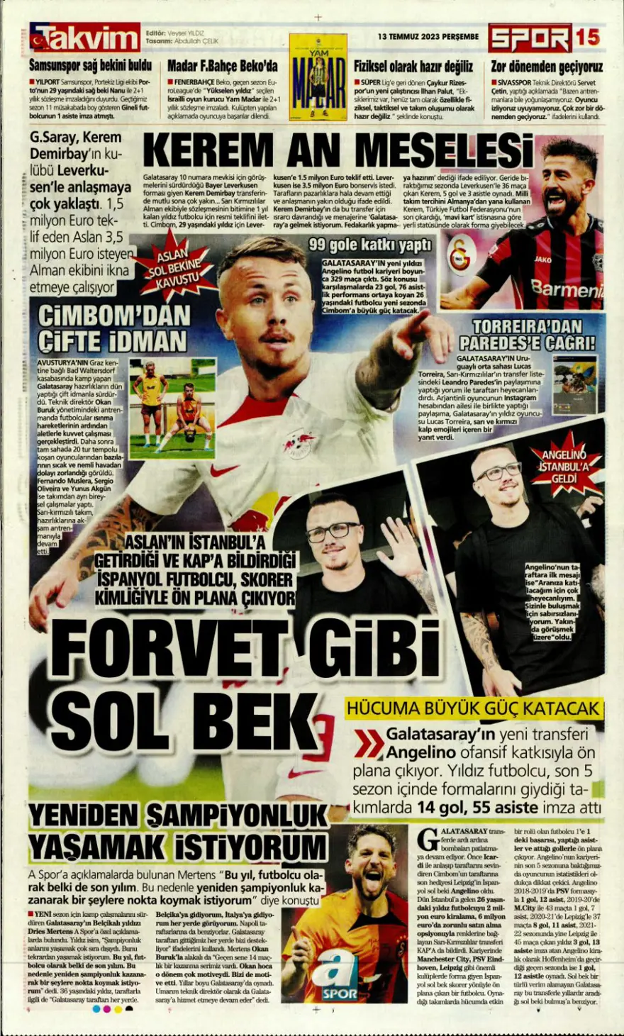 Günün spor manşetleri (13 Temmuz 2023) 11