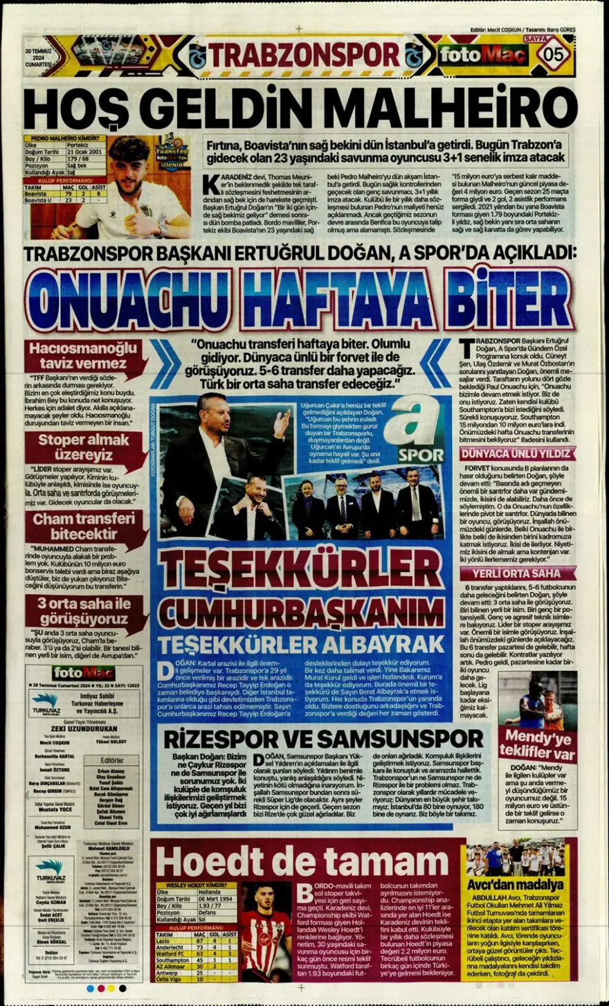 "Montella kalıyor yabancı kuralı değişiyor" (20 Temmuz 2024 spor manşetleri) 9 "Montella kalıyor yabancı kuralı değişiyor" (20 Temmuz 2024 spor manşetleri) 9