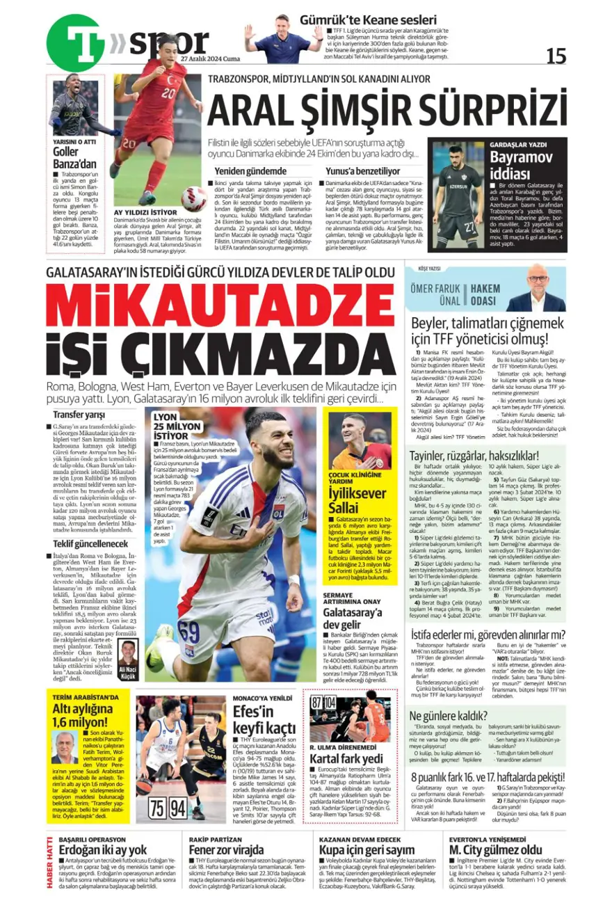 "Mourinho'dan Rashford'a davet" (27 Aralık 2024 spor manşetleri) 13