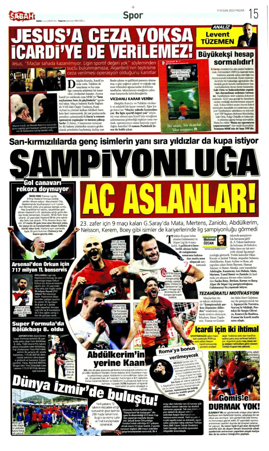 Günün spor manşetleri (9 Nisan 2023) 8