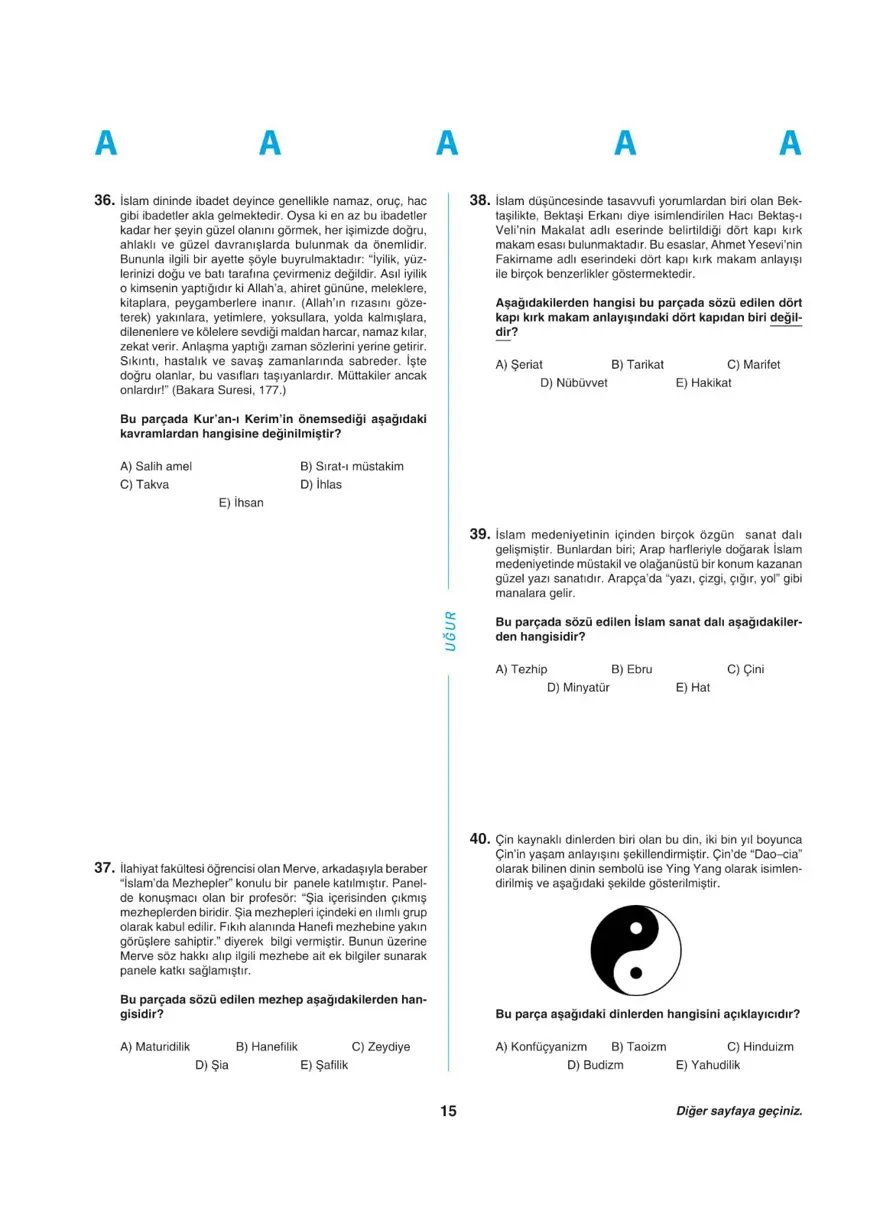 YKS - AYT deneme sınavı 14