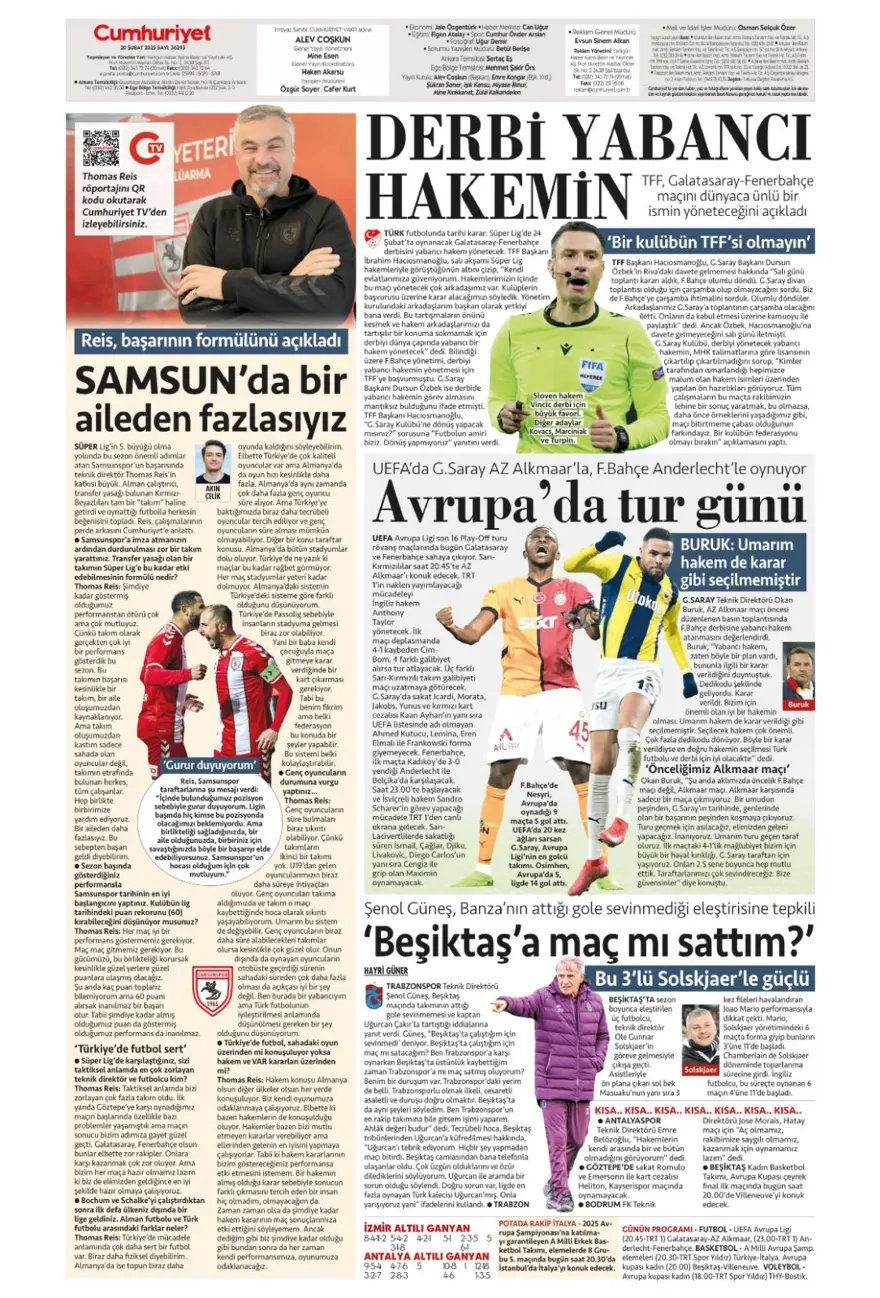 "Fenerbahçe zafer, Aslan destan peşinde" (20 Şubat spor manşetleri) 5