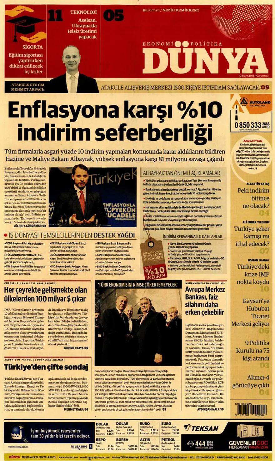Günün gazete manşetleri - 10 Ekim 2018 12