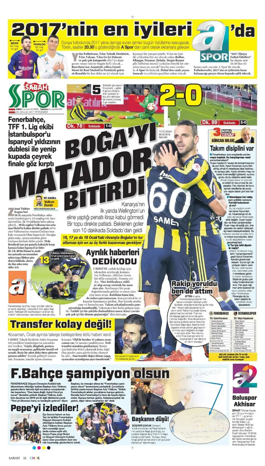 Günün spor gazeteleri (28 Aralık 2017) 18