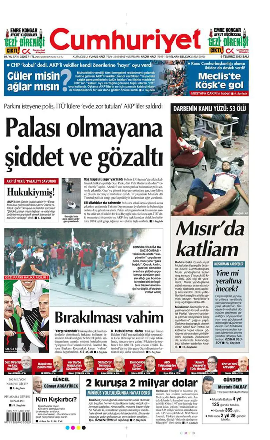 9 Temmuz 2013 gazete manşetleri 1