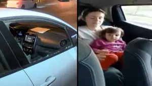 Trafikte taşlı saldırıya uğradı: 2 yaşındaki kızı da yanındaydı Trafikte taşlı saldırıya uğradı: 2 yaşındaki kızı da yanındaydı