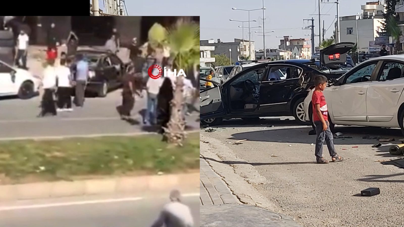 Kavga ettikleri kişilerin araçlarını parçaladılar
