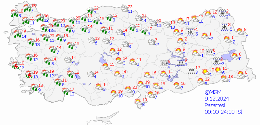 9 ARALIK PAZARTESİ HAVA DURUMU 11