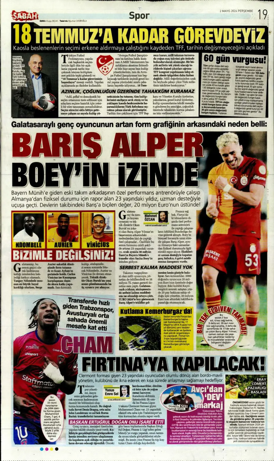 "Aslan'a süper panzer" (2 Mayıs 2024 spor manşetleri) 8