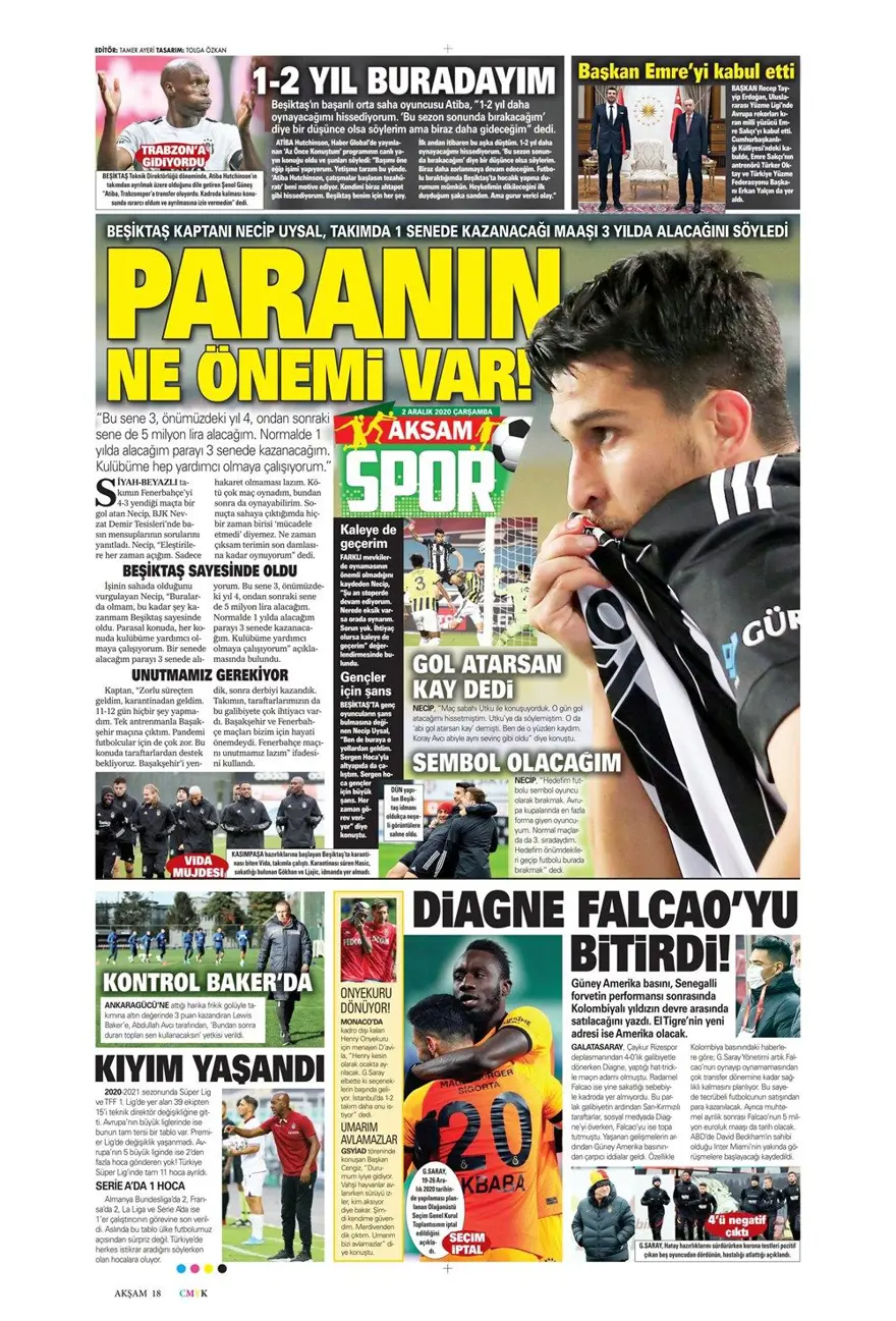 Günün spor manşetleri (2 Aralık 2020) 1