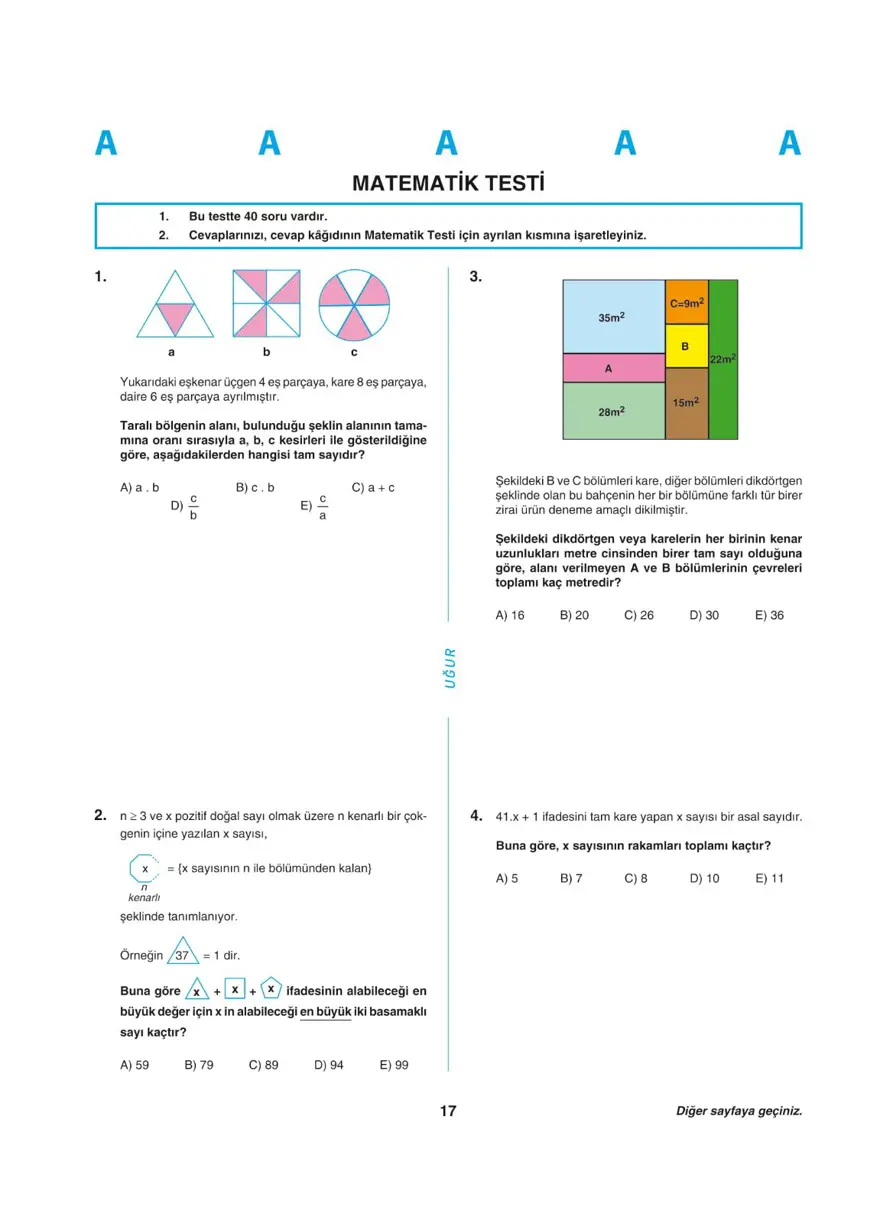 YKS - AYT deneme sınavı 16