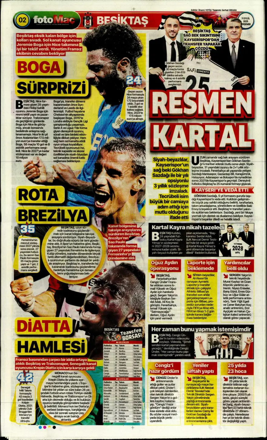 "Aslan'a yeni Mertens" (11 Eylül spor manşetleri) 8