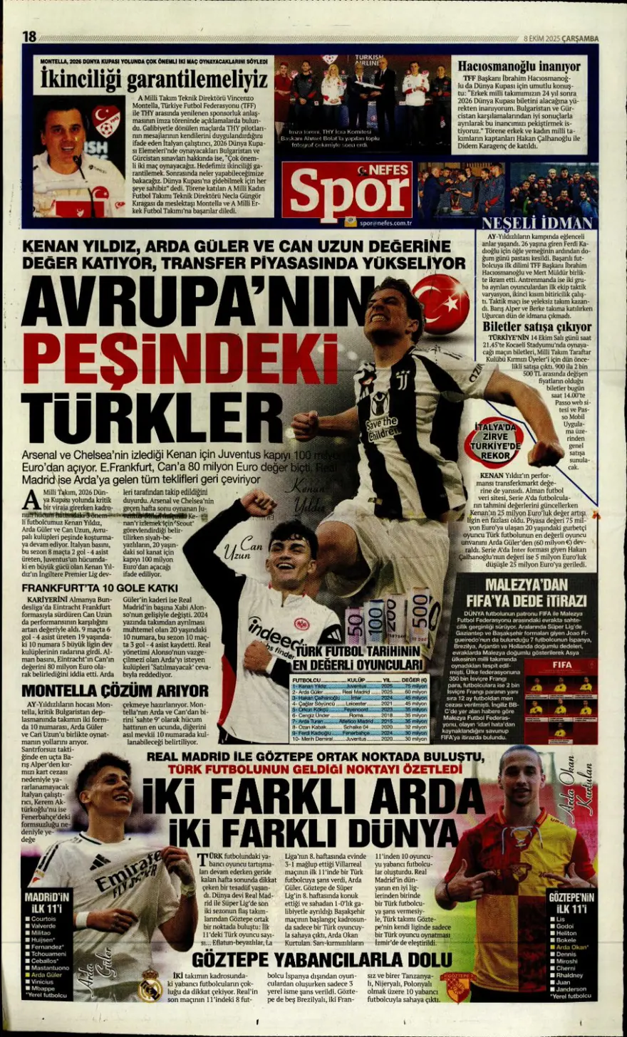 "Ne istersen o" (8 Ekim 2025 spor manşetleri) 10