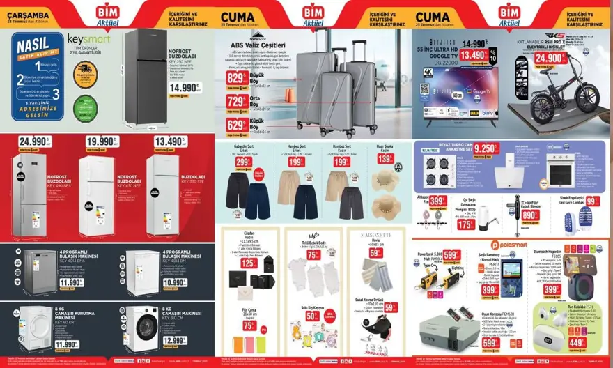 BİM Aktüel Kataloğu 22-25 Temmuz 2025: BİM’de cuma günü valiz çeşitleri, ankastre set, merdiven, çubuk blender ve kulaklık satışa çıkıyor 