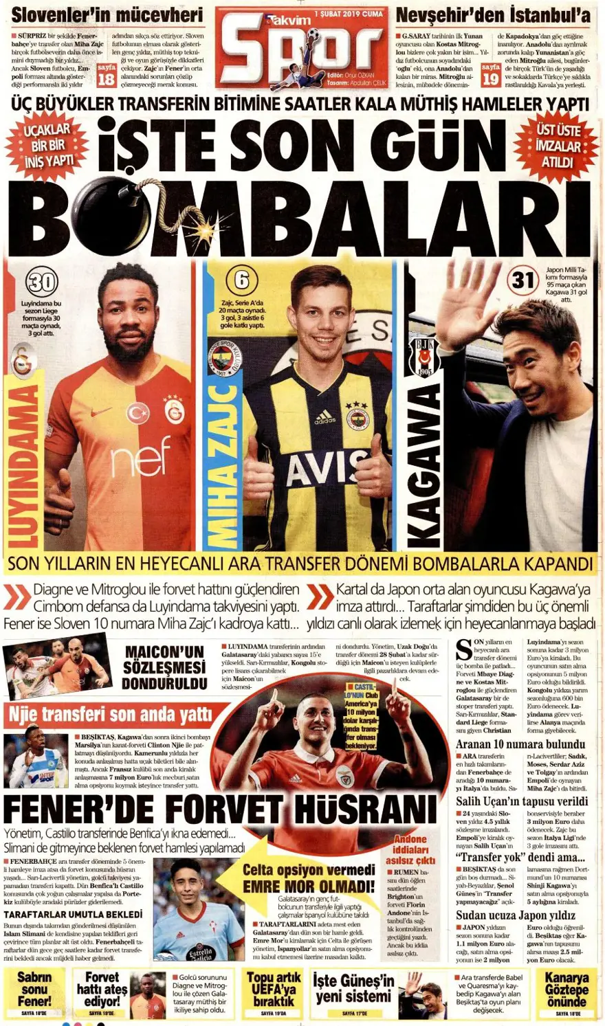 Günün spor manşetleri (1 Şubat 2019) 14