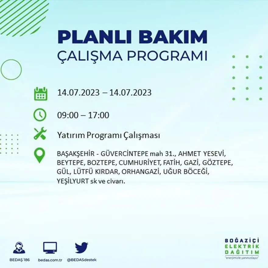 İstanbul'un 15 ilçesinde elektrik kesintisi ( Avcılar, Bağcılar, Bahçelievler, Başakşehir, Beyoğlu, Büyükçekmece...) Elektrikler ne zaman gelecek? 5 İstanbul'un 15 ilçesinde elektrik kesintisi ( Avcılar, Bağcılar, Bahçelievler, Başakşehir, Beyoğlu, Büyükçekmece...) Elektrikler ne zaman gelecek? 5