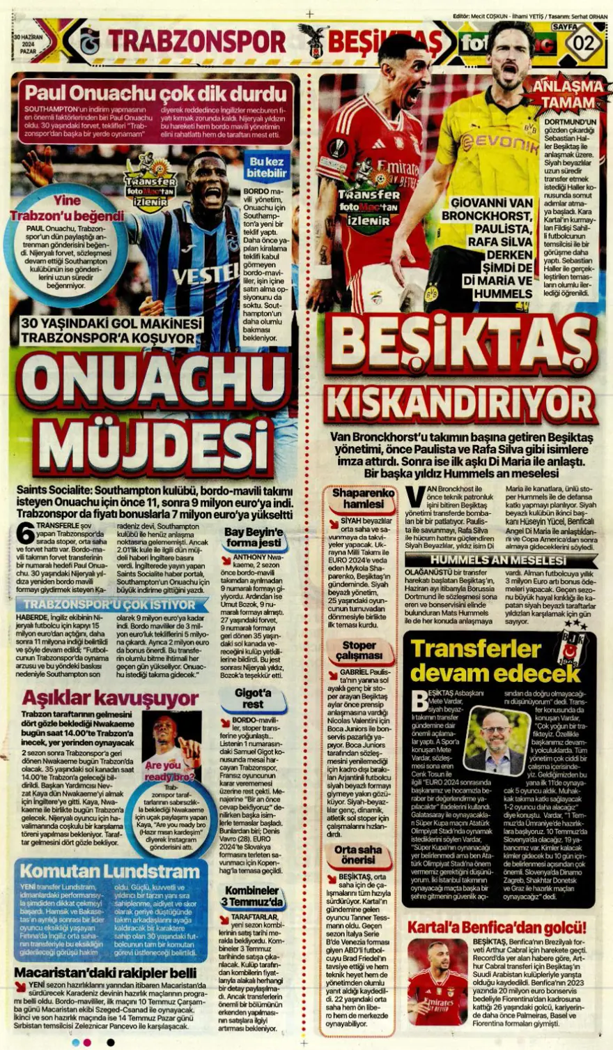 "Avusturya'ya farklı 11" (30 Haziran 2024 spor manşetleri) 10
