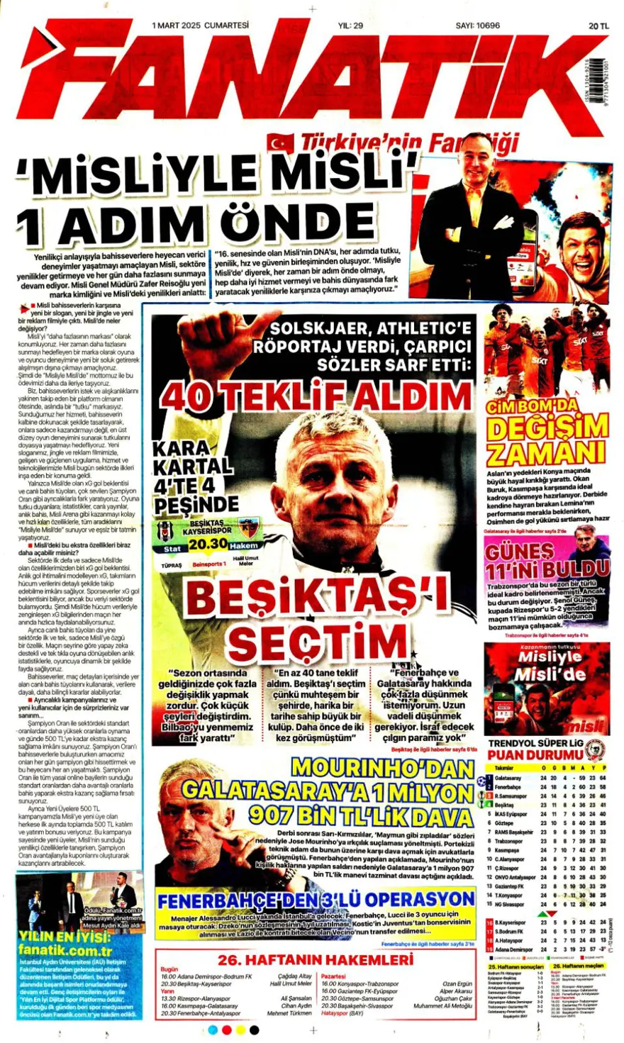 "Galatasaray Brezilyalı kaleciyle anlaştı" (1 Mart 2025 spor manşetleri) 1