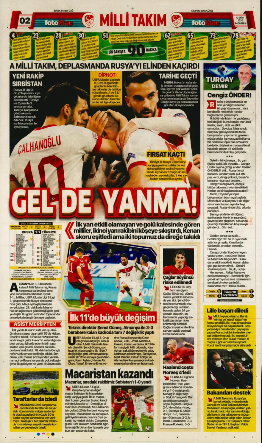 Günün spor manşetleri (12 Ekim 2020) 3