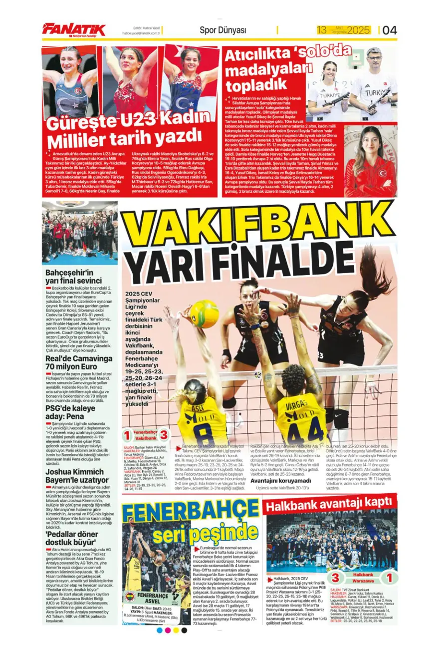 "Haydi Fener turla gel" (13 Mart 2025 spor manşetleri) 8