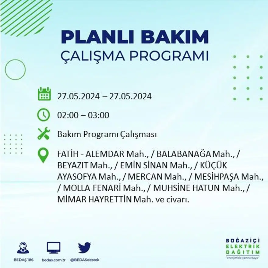 İstanbul'un 21 ilçesinde elektrik kesintisi: Elektrikler ne zaman gelecek? (27 Mayıs BEDAŞ kesinti programı) 31