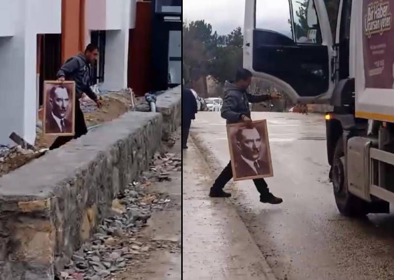 Karabük'te temizlik işçisinin Atatürk hassasiyeti