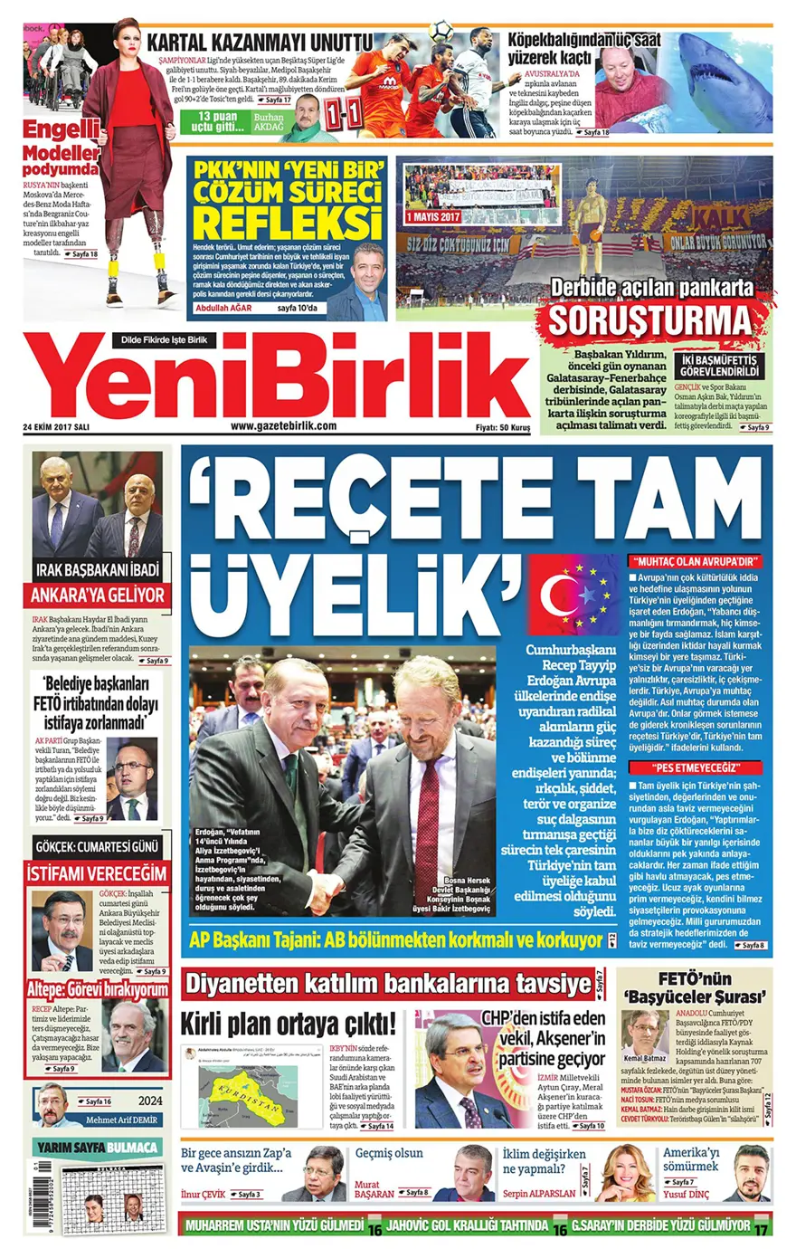Günün gazete manşetleri - 24 Ekim 2017 15