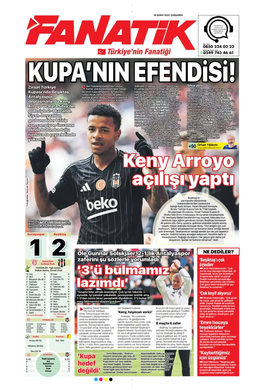 "Türk futbolunda maymun tartışması" (26 Şubat 2025 spor manşetleri) 5