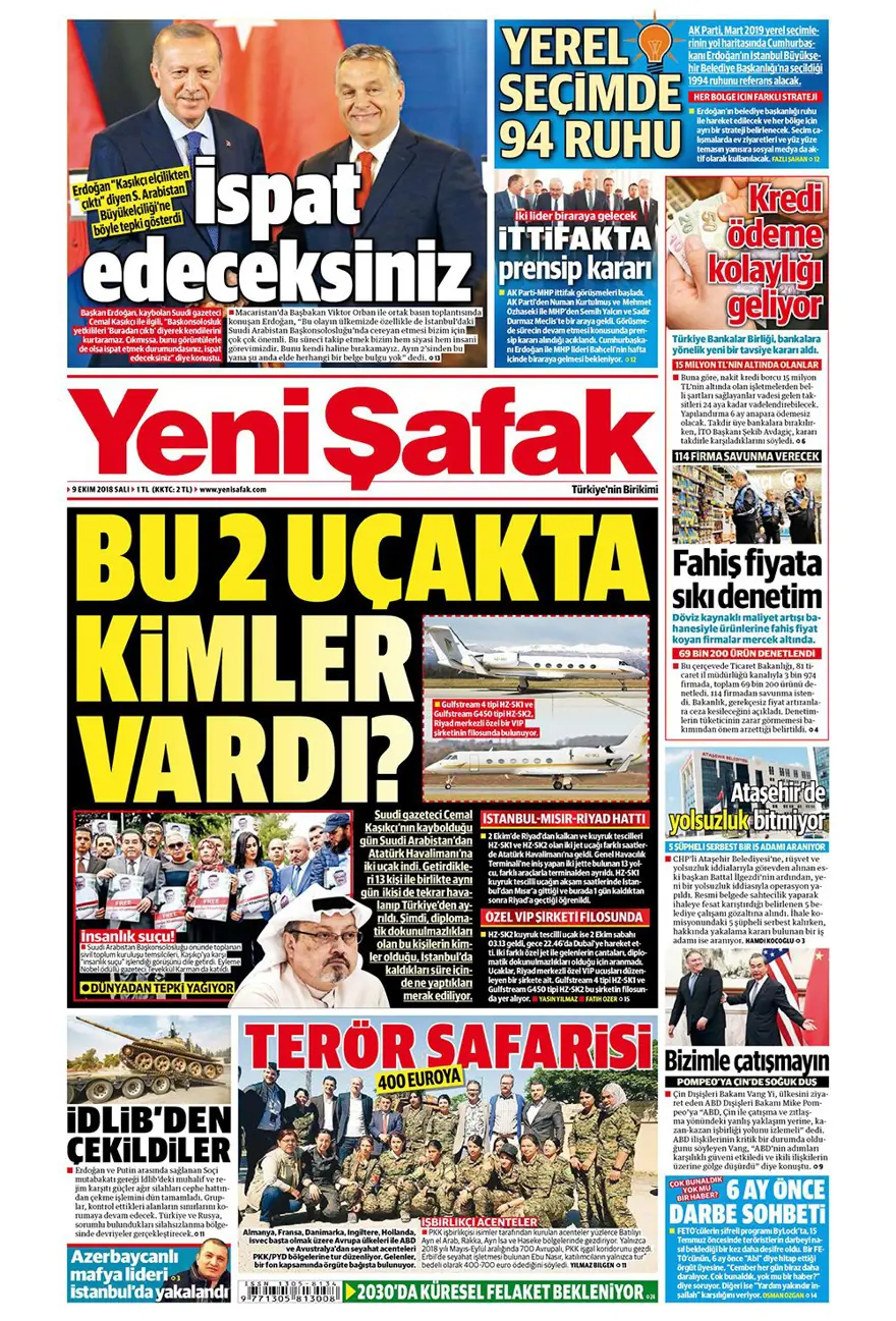 Günün gazete manşetleri - 9 Ekim 2018 16